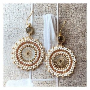 Oorbellen BLOOSZ - ROZET ROCAILLE WIT